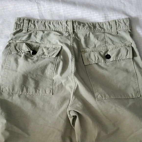 Everlane Green  Cropped Organic And Linen Blend  Pants with Relaxed Fit Sz 33 - Picture 9 of 12